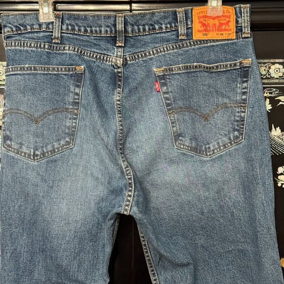 Levis 505 Straight Leg Blue Denim Jeans 38x29 - Picture 1 of 13